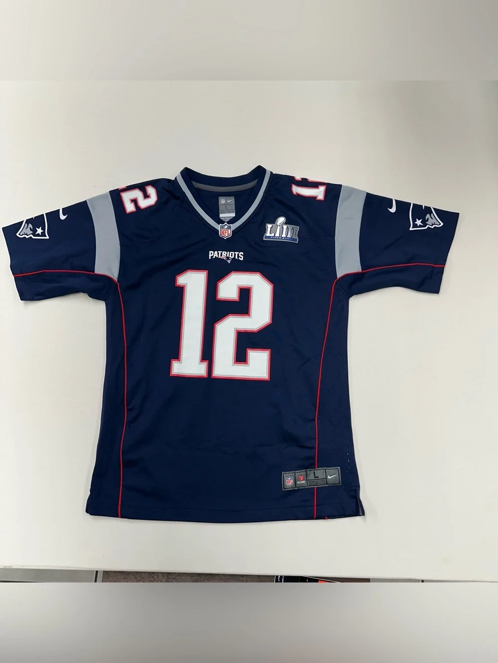 NIKE NEW ENGLAND PATRIOTS TOM BRADY SUPER BOWL 53 LIII JERSEY Youth L ON FIELD